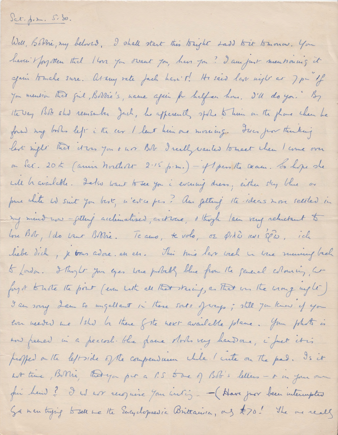 A romantically signed letter [Private collection of Liz Hodgkinson]
